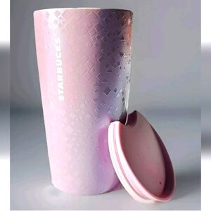 NEW, Starbucks "Happy New Year, 2025" Lavender Lace  paint splatter on lavender